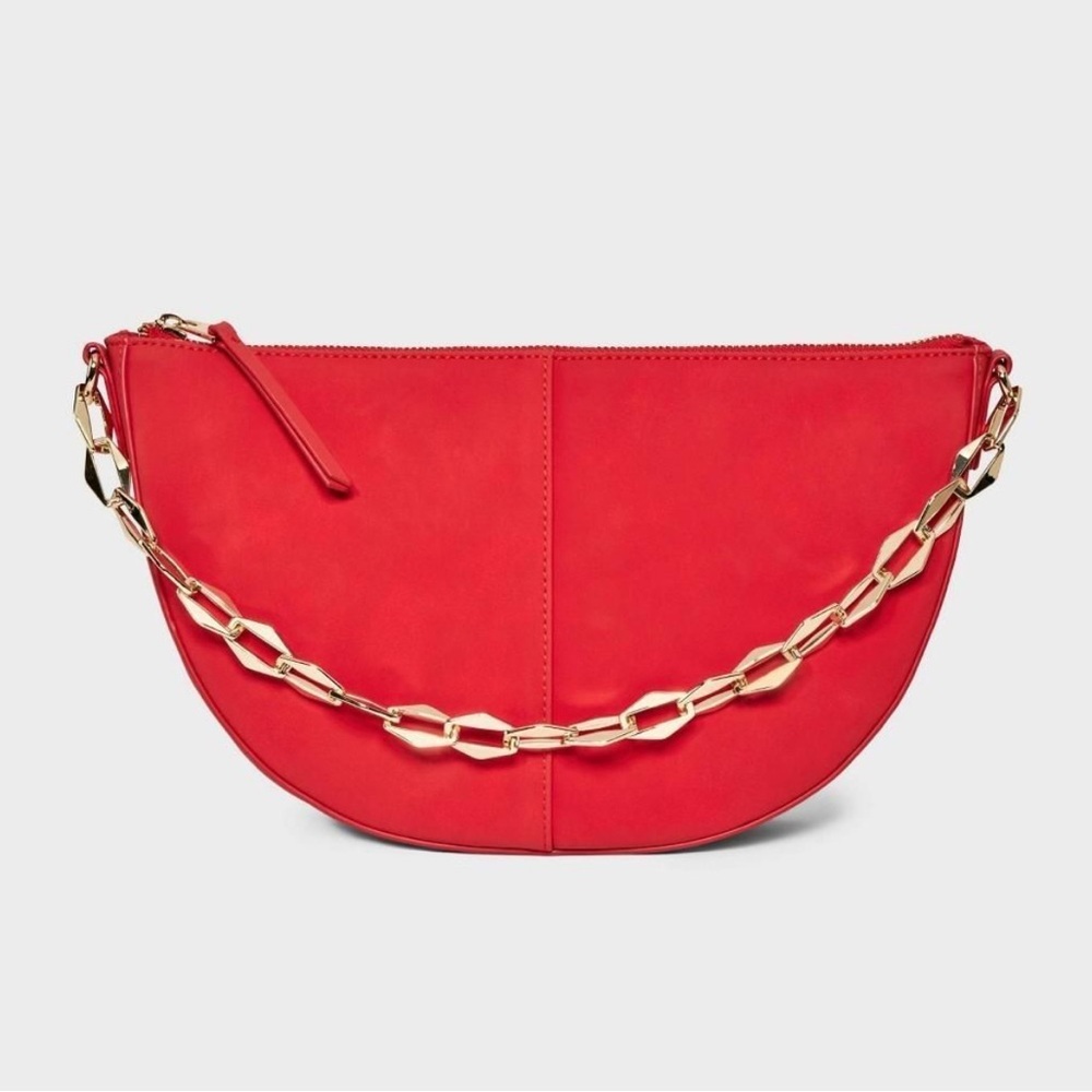 Universal Thread Women's Slouched Half Moon Shoulder Bag Red​